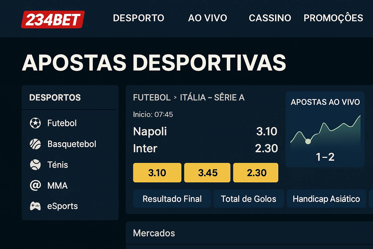 Apostas esportivas no cassino online 234BET